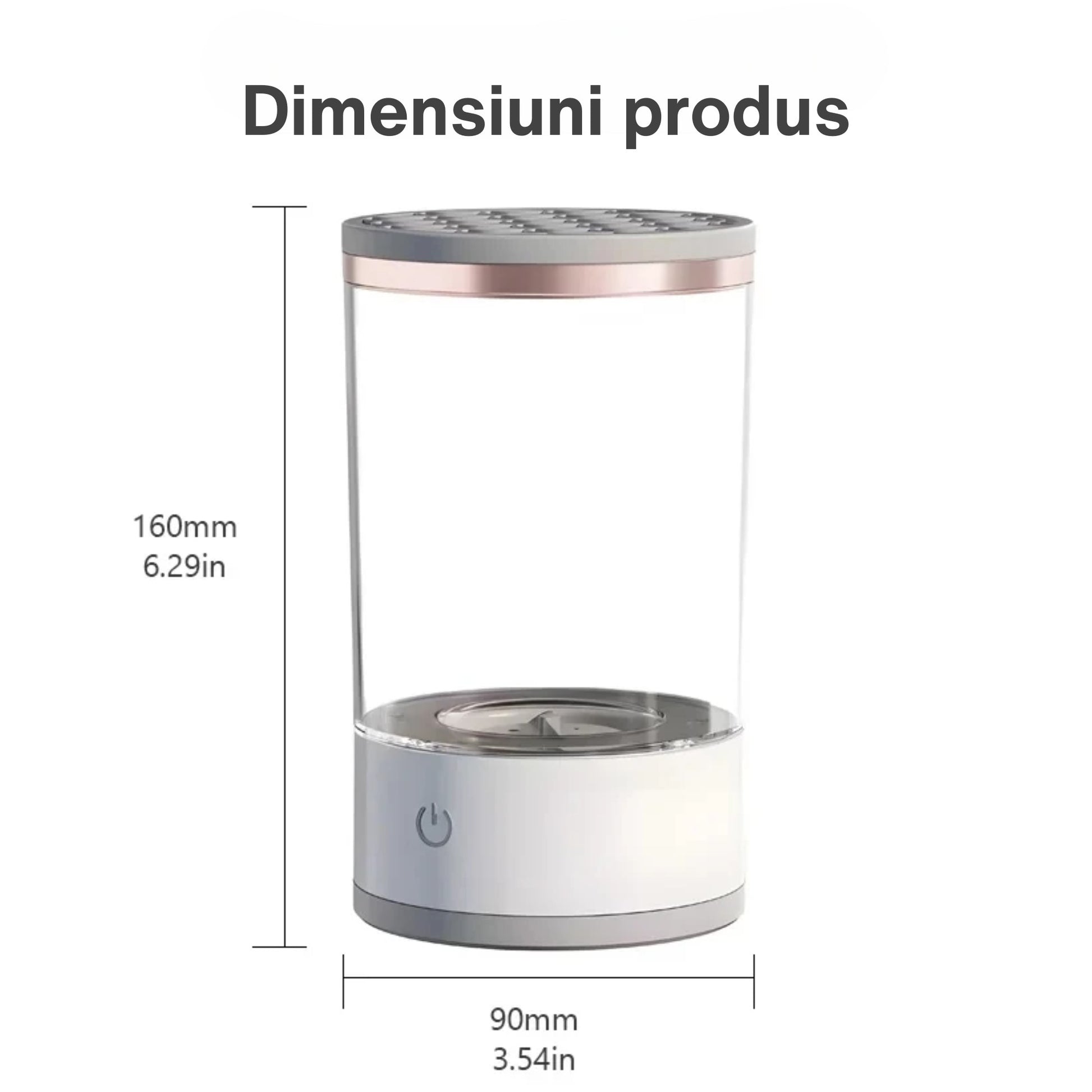 Dispozitiv Portabil de Curatare a Pensulelor de Machiaj, Klevo, Potrivit pentru Pensule de Diferite Dimensiuni, 5V, 7000RPM, Vibratii Sonice, USB, Alb/Transparent, 9x9x16 cm