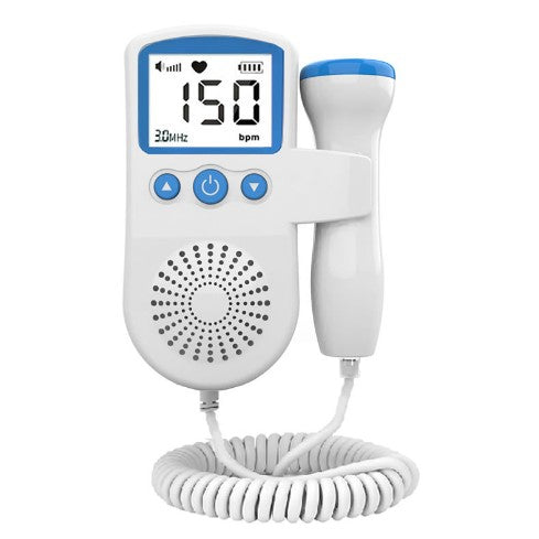 Monitor Fetal Doppler, Klevo, Monitorizare Sarcina, Ritm Cardiac, Ecran LCD 4.5 cm, 2 x Baterii AA (neincluse), Portabil, din ABS, 12.8 x 9.6 x 3 cm, Utilizare de la 9 Saptamani, Albastru