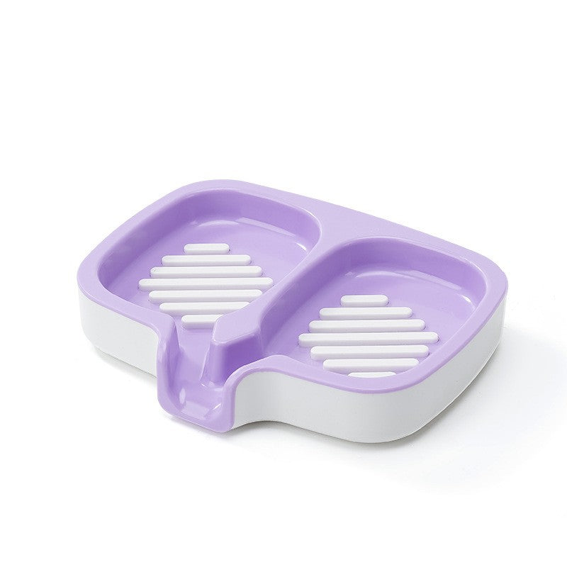 Savoniera Dubla, Klevo, Sistem de Scurgere a Apei, din ABS, 14.5 x 18 x 3 cm, Mov/Alb
