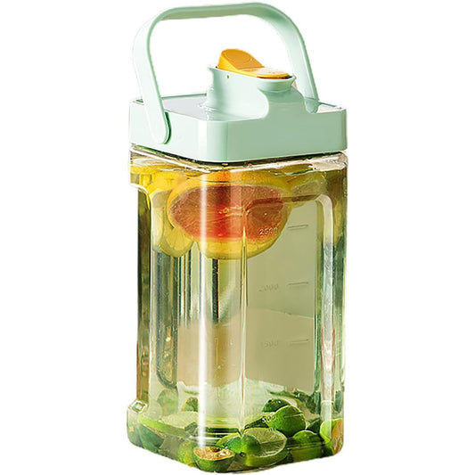 Dozator portabil pentru bauturi Klevo, 3.5 litri, capac etans, duza deschidere/inchidere, recipent din plastic, gradat, filtru, maner, pentru diverse bauturi, 29.7 x 14.1 x 14.4 cm, verde