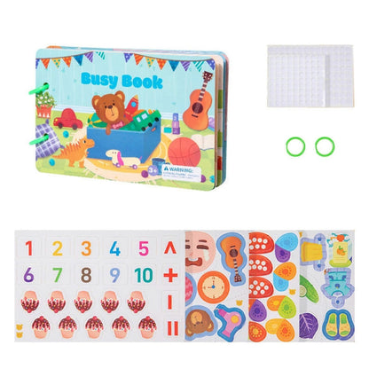 Carte Educativa cu Stickere Reutilizabile, Klevo, Busy Book Cognitiv, Pagini Interactive , Joc Montessori, Seria ''Invatare prin Joc'', Dezvolta Motricitatea Fina si Logica, Busy Book pentru Invatare Timpurie, 3 ani, Multicolor