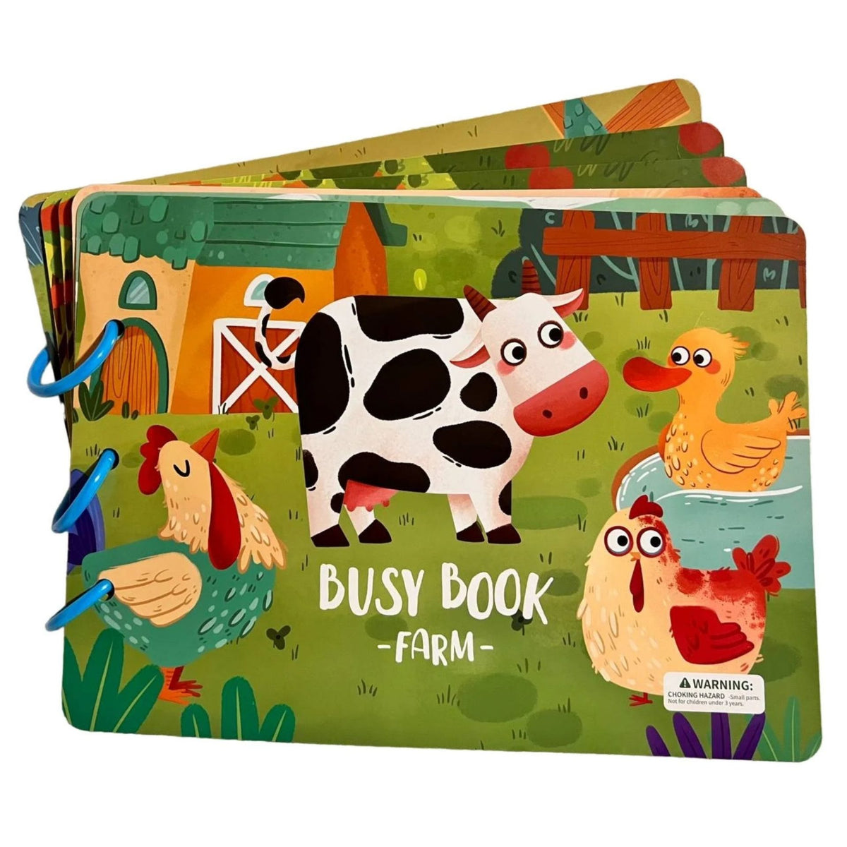 Carte Educativa cu Stickere Reutilizabile, Klevo, Busy Book Senzoriala cu Pagini Interactive , Joc Montessori, Seria ''Viata la Ferma'', Dezvolta Motricitatea Fina si Logica, Carte pentru Invatare Timpurie, 3 ani, Multicolor