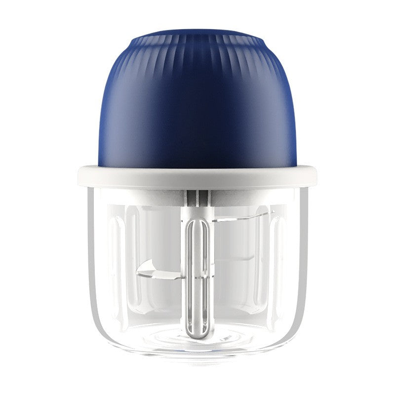 Tocator Electric pentru Bucatarie, Klevo, Model Presa Electrica pentru Legume Fructe Carne Umpluturi Sosuri, Otel Inoxidabil, 14 x 10.5 x 10.5 cm, 350 ml, Albastru Inchis