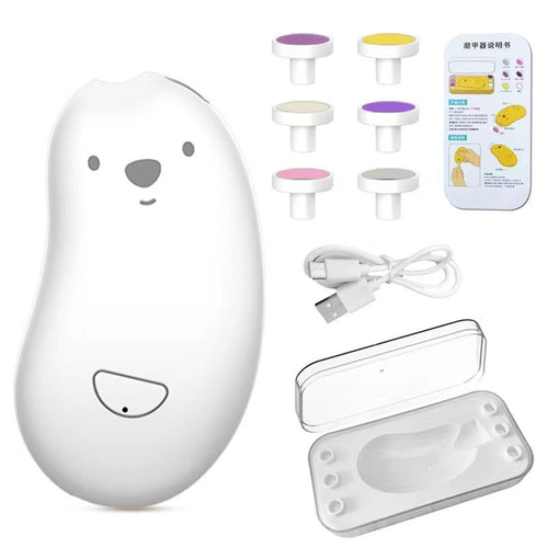 Pila Electrica, Klevo, pentru Bebelusi si Adulti, din ABS, Incarcare USB, 6 Accesorii, cu Lumina Led, 8.8 x 4.9 cm, Alb