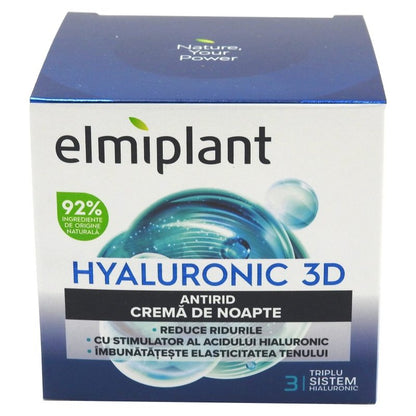 Crema Antirid de Noapte, Elmiplant, Hyaluronic, 50 ml