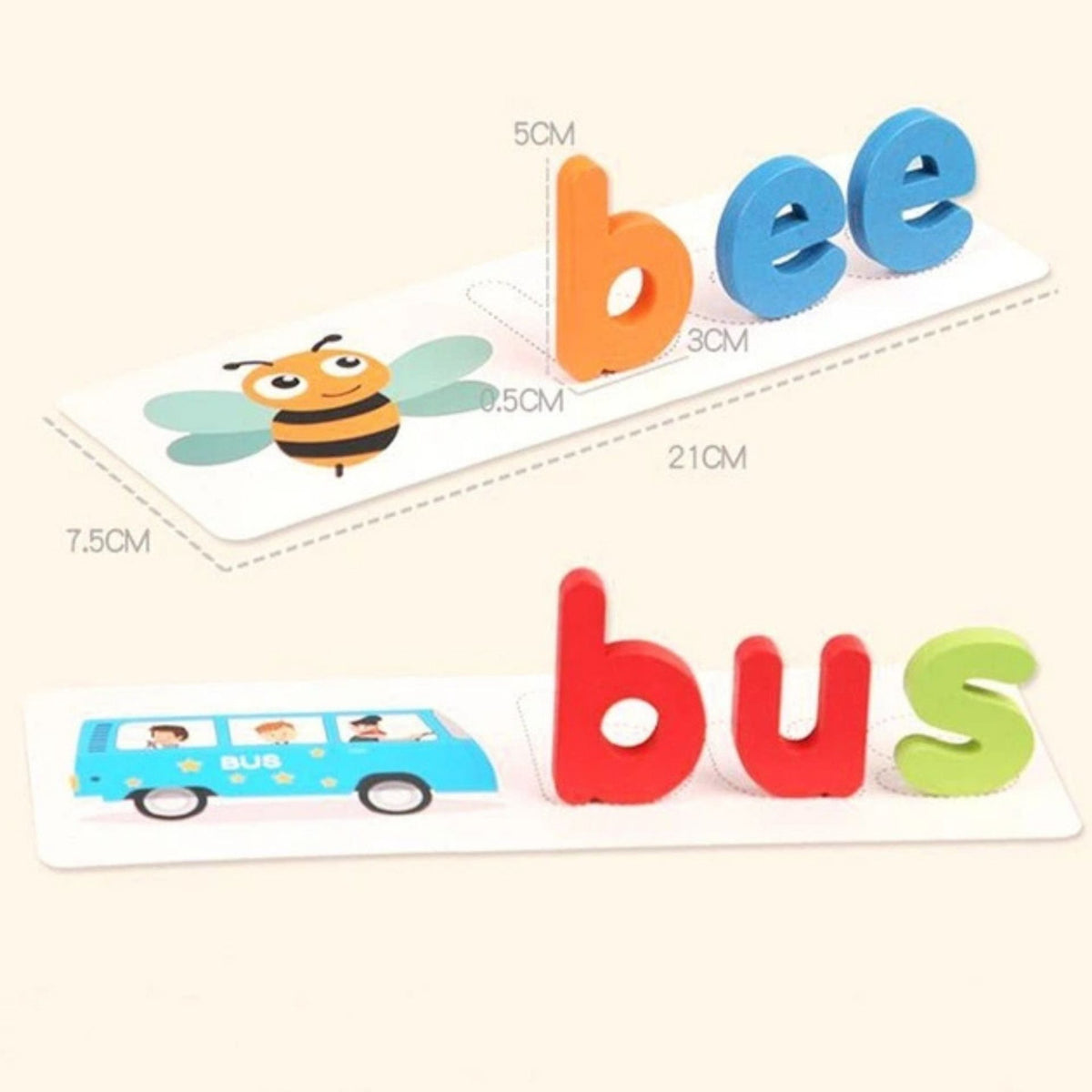 Jucarie Educativa Montessori, Klevo, Puzzle Interactiv pentru Formarea Cuvintelor, Invatarea Alfabetului, 52 Litere din Lemn si 28 Carduri fata-verso, Dezvolta Logica si Vocabularul, 3 ani+, Multicolor