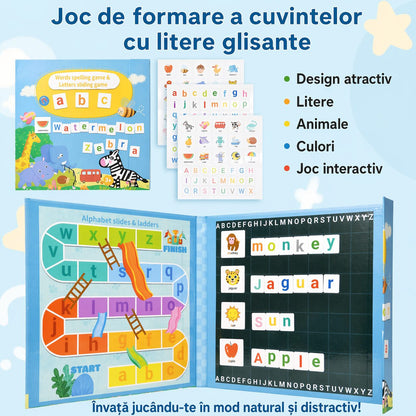 Joc Educativ Alfabet Englez, Klevo, Carte Magnetica Montessori, Recunoastere Litere si Formare Cuvinte, Copii 3+ Ani, 27x26.2x1.5 cm, Multicolor