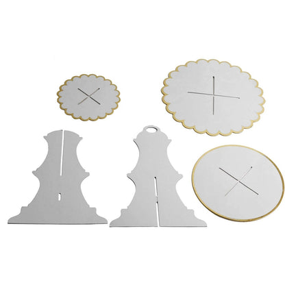 Etajera pentru Prajituri, Klevo, din Carton, 3 Nivele, 16/22/29 cm Diametru, Inaltime 38 cm, Alb