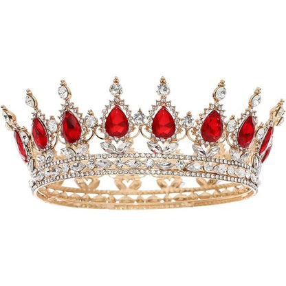 Diadema, Klevo, din Aliaj, cu Cristale, Accesoriu Par, Aniversare, Nunta, Petrecere, 15 x 5.3 x 12.5 cm, Rosu/Alb