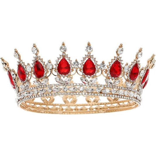 Diadema, Klevo, din Aliaj, cu Cristale, Accesoriu Par, Aniversare, Nunta, Petrecere, 15 x 5.3 x 12.5 cm, Rosu/Alb