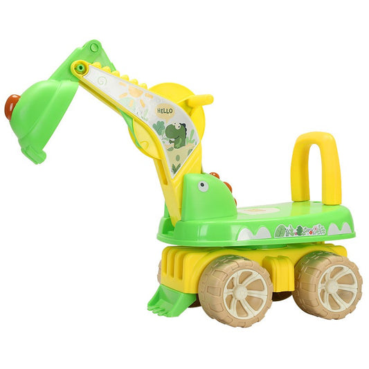 Excavator pentru Copii, Klevo, 1-3 Ani, Greutate Portanta 30 kg, Muzica si Lumini, Rotatie 360 Grade, 45 x 31 x 35 cm, 4 Roti, Verde