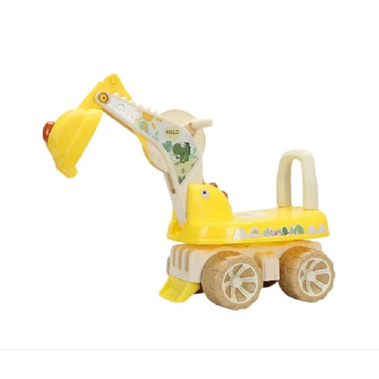 Excavator pentru Copii, Klevo, 1-3 Ani, Greutate Portanta 30 kg, Muzica si Lumini, Rotatie 360 Grade, 45 x 31 x 35 cm, 4 Roti, Galben