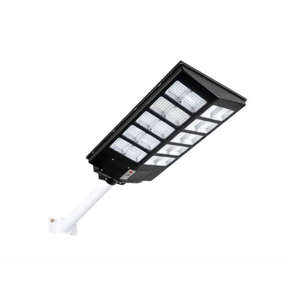 Lampa solara stradala Klevo, cu telecomanda, senzor de miscare si lumina, suport prindere, 800 LED-uri, IP65, ABS, 25AH, 500W, temperatura culoare 6500K, 67.6x34.8x7.2 cm, autonomie 10-12 ore, negru