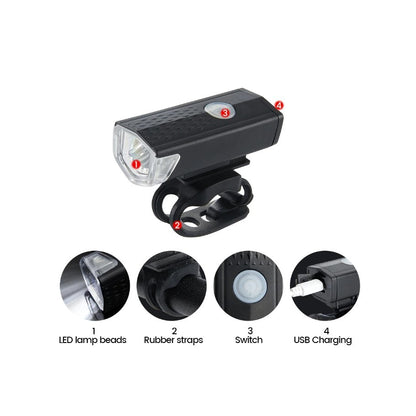 Far cu LED proiector pentru bicicleta\trotineta, Klevo, reincarcabil, cablu USB inclus, 3 moduri de lumina, IPX4, Negru, 6.5x2.9x2.3 cm