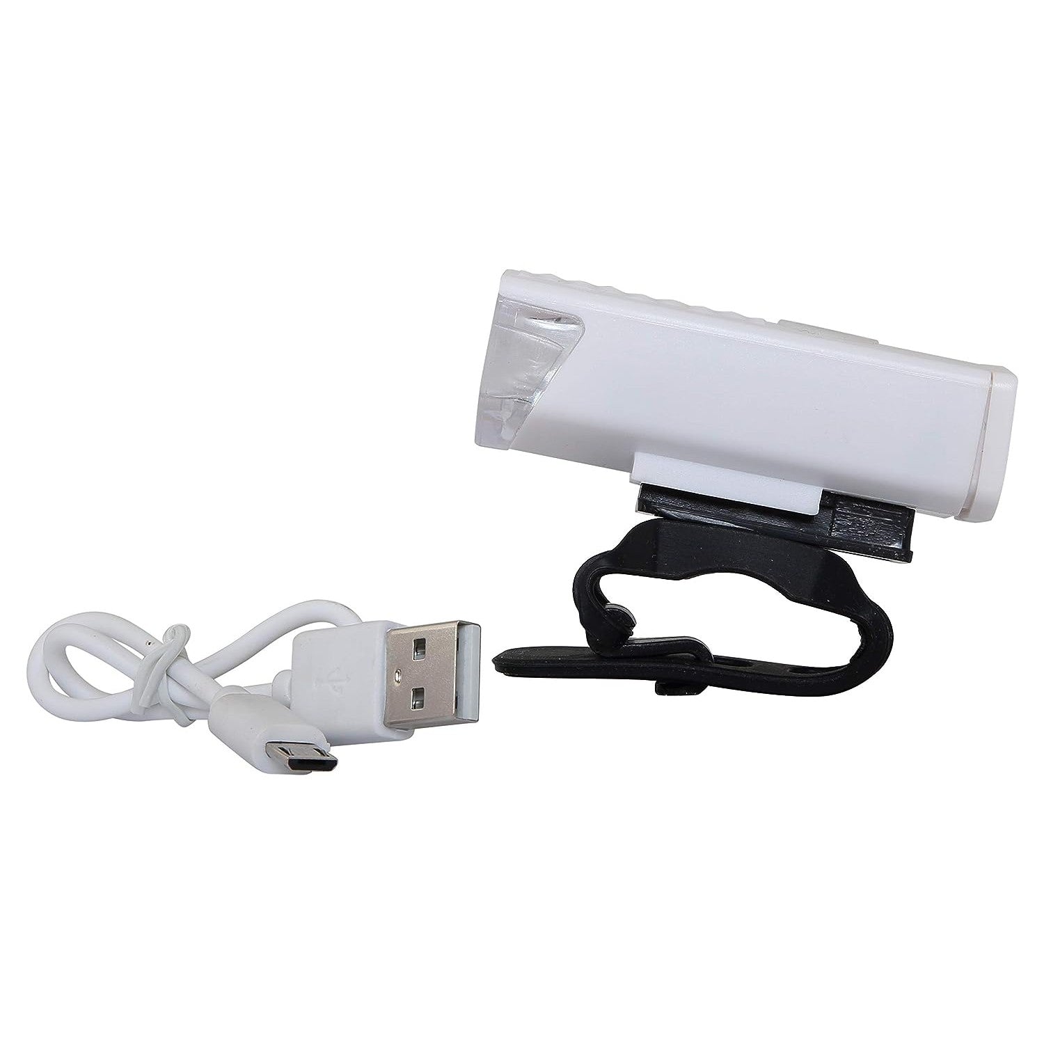 Far cu LED proiector pentru bicicleta\trotineta, Klevo, reincarcabil, cablu USB inclus, 3 moduri de lumina, IPX4, Alb, 6.5x2.9x2.3 cm