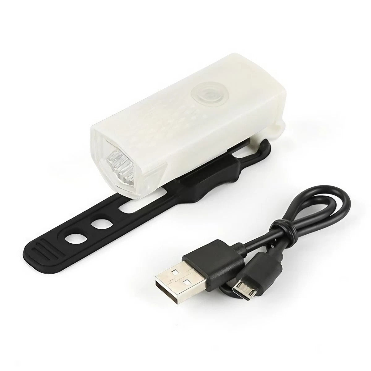 Far cu LED proiector pentru bicicleta\trotineta, Klevo, reincarcabil, cablu USB inclus, 3 moduri de lumina, IPX4, Alb, 6.5x2.9x2.3 cm