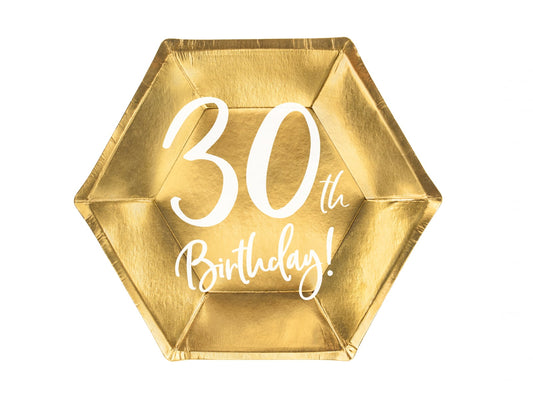 Farfurii aurii "30'th Birthday" - 20CM Set 6 BUC
