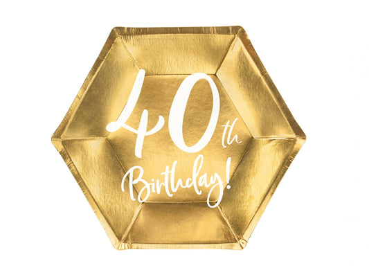 Farfurii aurii "40'th Birthday" - 20CM Set 6 BUC