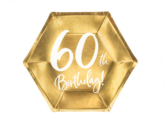 Farfurii aurii "60'th Birthday" - 20CM Set 6 BUC