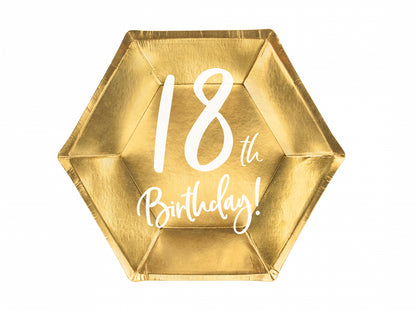 Farfurii aurii "18'th Birthday" - 20CM Set 6 BUC