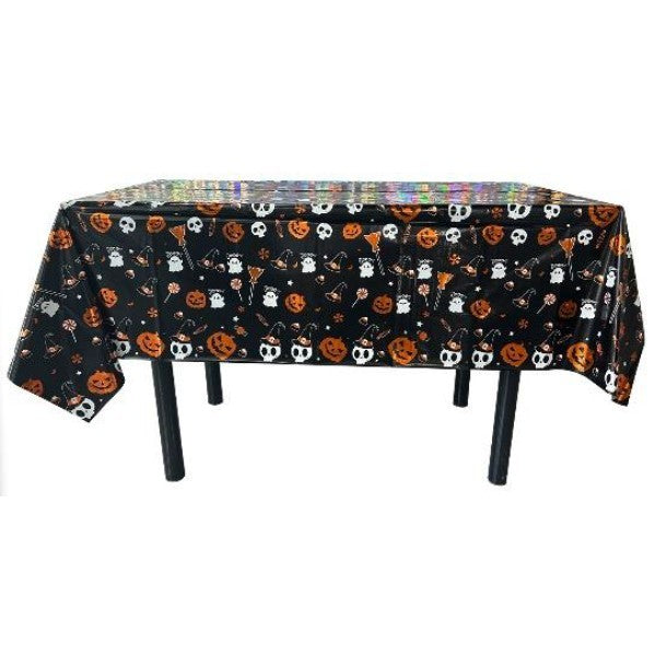 Fata de Masa, Klevo, din Folie, Imprimeu Halloween - Boo, 137 x 183 cm, Negru