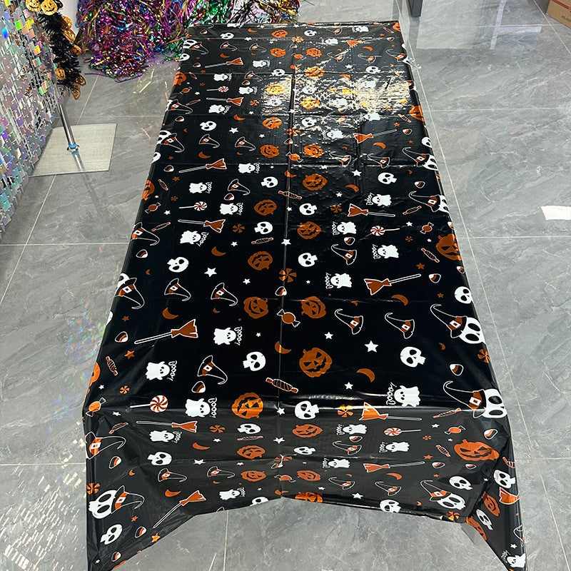 Fata de Masa, Klevo, din Folie, Imprimeu Halloween - Boo, 137 x 274 cm, Negru
