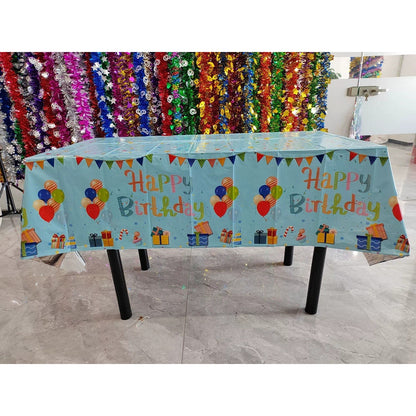 Fata de Masa, Klevo, din Folie, Imprimeu Happy Birthday cu Baloane, 137 x 183 cm, Albastru