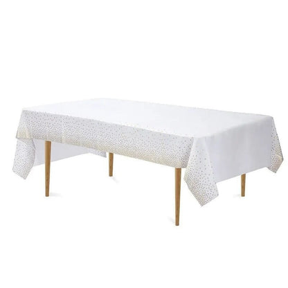 Fata de Masa, Klevo, din PEVA, Imprimeu Buline, 137 x 274 cm, Impermeabila, Fara Pete, Curatare Rapida, Auriu