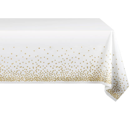 Fata de Masa, Klevo, din PEVA, Imprimeu Buline, 137 x 274 cm, Impermeabila, Fara Pete, Curatare Rapida, Crem