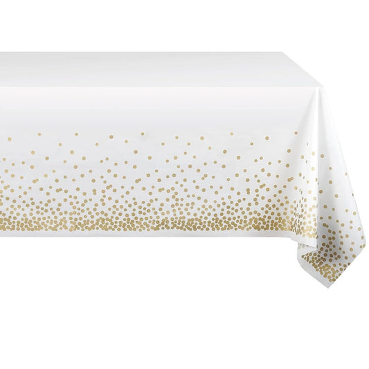 Fata de Masa, Klevo, din PEVA, Imprimeu Buline, 137 x 274 cm, Impermeabila, Fara Pete, Curatare Rapida, Crem