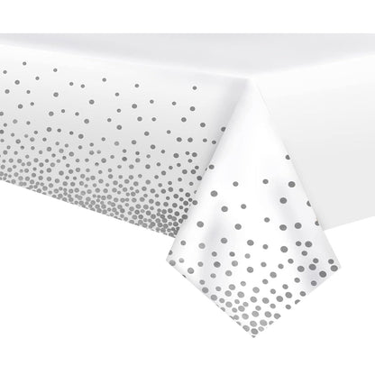 Fata de Masa, Klevo, din PEVA, Imprimeu Buline, 137 x 274 cm, Impermeabila, Fara Pete, Curatare Rapida, Gri