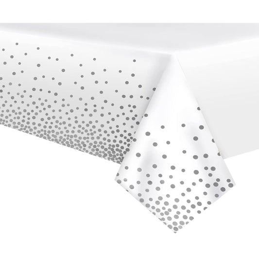 Fata de Masa, Klevo, din PEVA, Imprimeu Buline, 137 x 274 cm, Impermeabila, Fara Pete, Curatare Rapida, Gri