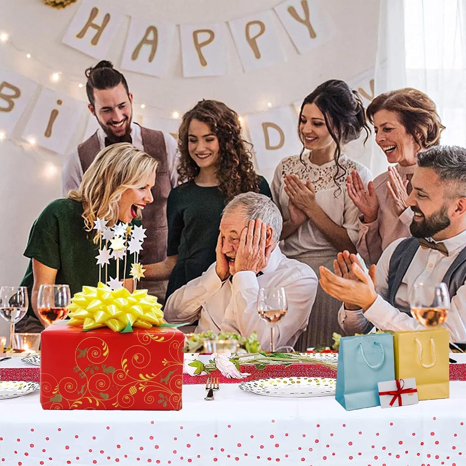 Fata de Masa, Klevo, din PEVA, Imprimeu Buline, 137 x 274 cm, Impermeabila, Fara Pete, Curatare Rapida, Rosu