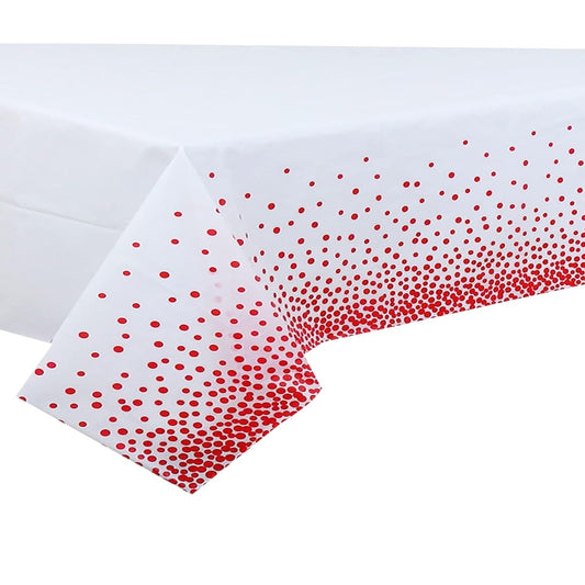Fata de Masa, Klevo, din PEVA, Imprimeu Buline, 137 x 274 cm, Impermeabila, Fara Pete, Curatare Rapida, Rosu