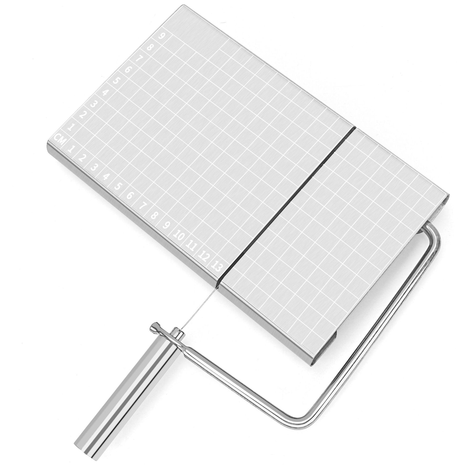 Feliator manual Klevo, pentru cascaval, salam, prajituri, unt, din otel inoxidabil, usor de curatat si utilizat, 5 lame de schimb incluse, picioare antiderapante, 21 x 12.2 x 2.8 cm, argintiu