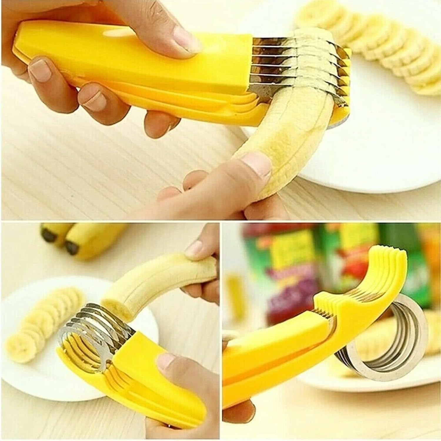 Feliator pentru Alimente, Klevo, Accesoriu pentru Bucatarie, Cutit pentru Legume si Fructe, Model Banana, Ergonomic, 17.5x5x4 cm, Galben