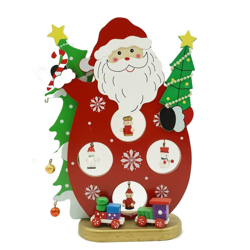 Figurina decorata, Mos Craciun, Rosu, din Lemn, 18 cm x 24.5 cm, Interior, Klevo