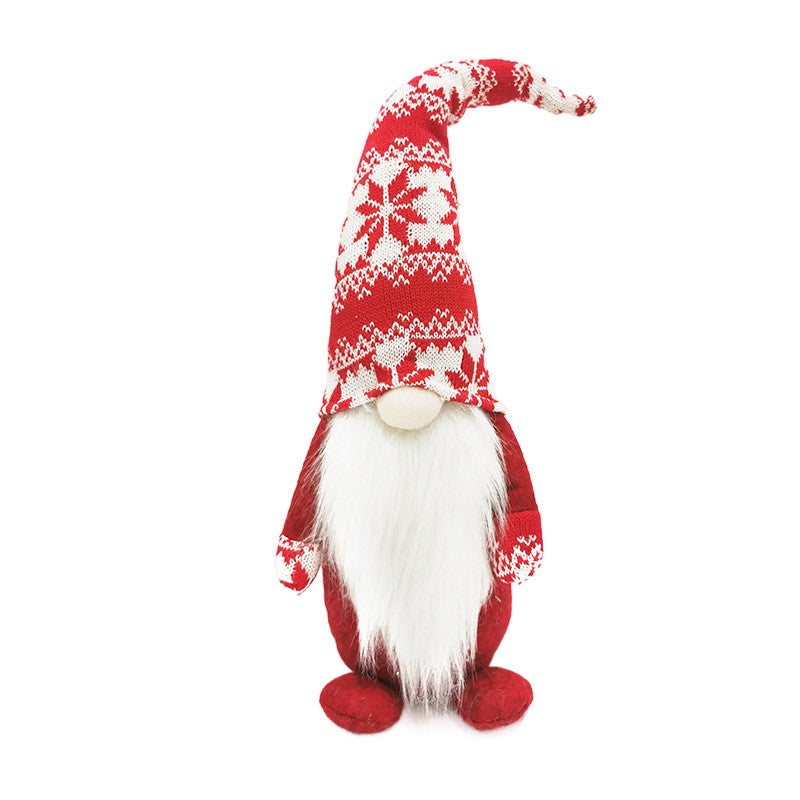 Figurina Decorativa, Pentru Craciun, Klevo, Spiridus, Omul Padurii cu Barba Lunga, Inaltime 47 cm, Rosu