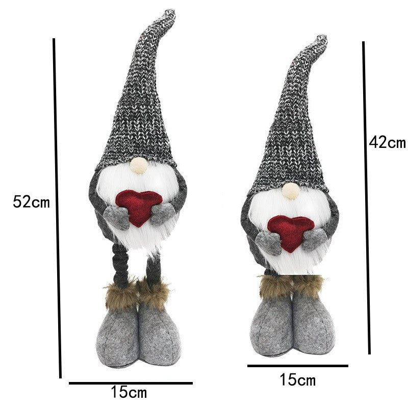 Figurina Decorativa, Pentru Craciun, Klevo, Spiridus, Omul Padurii Indragostit, Picioare Telescopice, Inaltime reglabila 42 - 52 cm, Gri