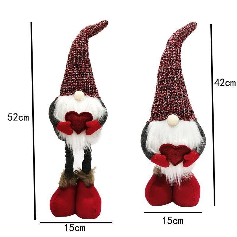 Figurina Decorativa, Pentru Craciun, Klevo, Spiridus, Omul Padurii Indragostit, Picioare Telescopice, Inaltime reglabila 42 - 52 cm, Rosu