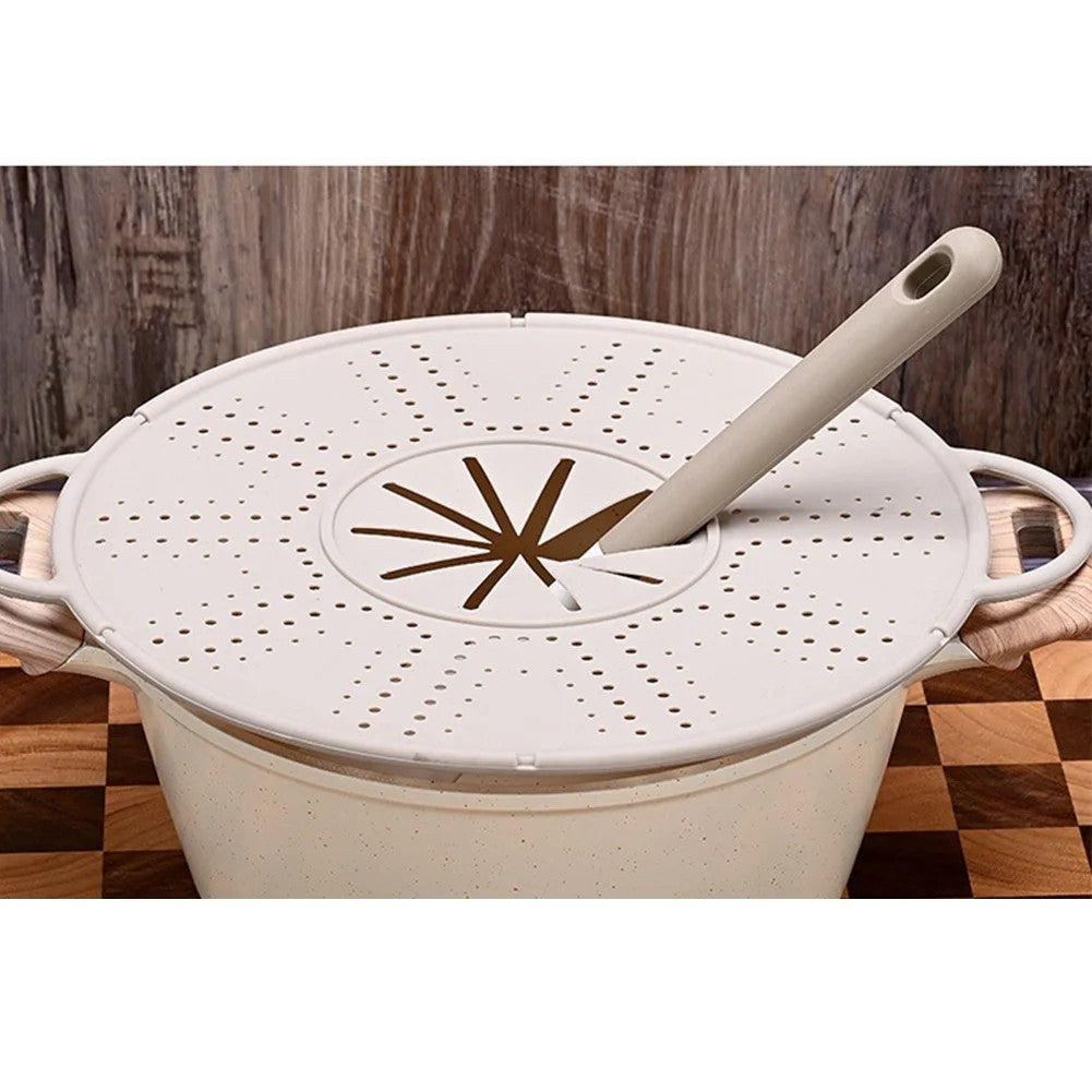 Capac Sita pentru Tigaie, Klevo, 28 inch, Capac din Silicon pentru Scuregere, Rezistent la Remperaturi ridicate, Anti-Stropire, Deflector de Ulei, Alb