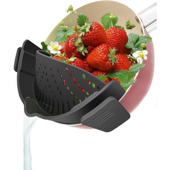 Strecurator Filtru pentru Vase, Klevo, din Silicon Rezistent la Temperaturi Inalte, Universal, Paste, Legume, Fructe, 23x12.5x6.7 cm Negru