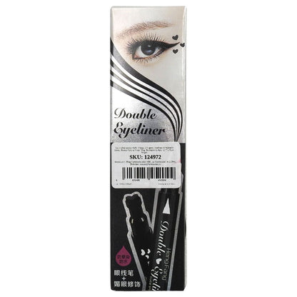 Tus Lichid pentru Ochi, Klevo, 2 Capete, Eyeliner si Stampila Inima, Pentru Ochi si Corp, 50 g, Rezistent la Apa, 12.7 x 3 cm, Negru