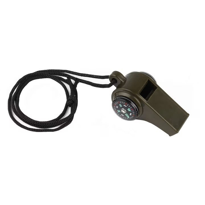 Fluier 3in1, Klevo cu Busola si Termometru, pentru Drumetii, Negru