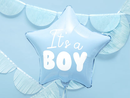 Balon din folie Stea - It's a boy, 48 cm, albastru deschis