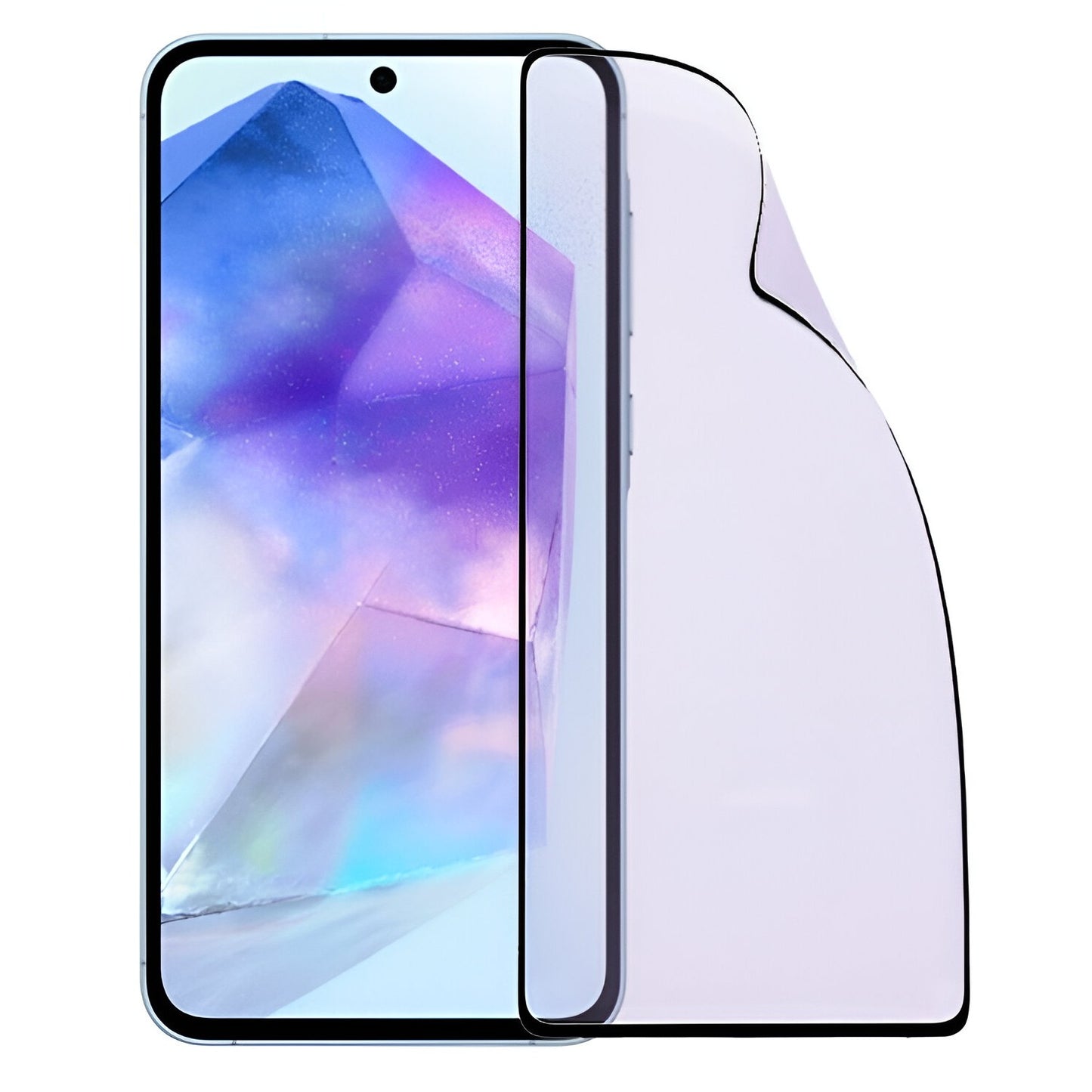 Folie de Protectie Ceramica, Klevo, Compatibila cu Samsung Galaxy A55, Ceramics 9D, Antisoc, Margini Negre, Transparent