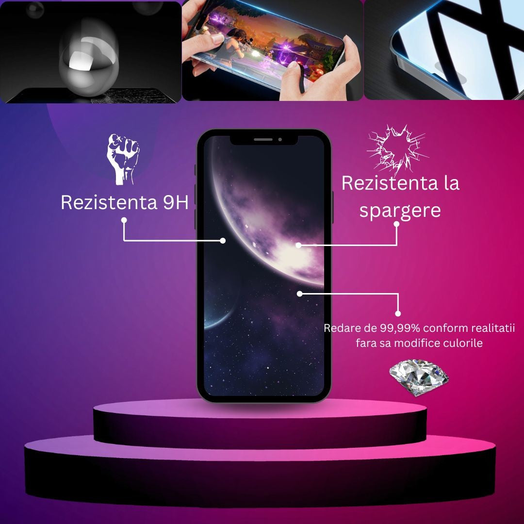 Folie de protectie Ceramica Klevo®, Transparenta HD, 9H, pentru Apple iPhone 15 margini negre