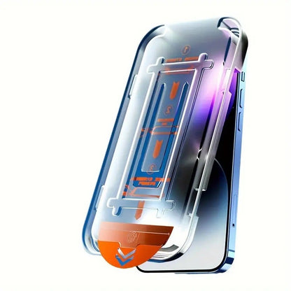Folie de Protectie cu Instalare Rapida, Klevo, pentru Apple iPhone 15, Tempered Glass Easy Tool, Full Cover, Protectie Difuzor, HD, Margini Negre, Transparent
