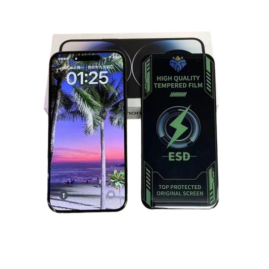 Folie de Protectie, Klevo, pentru Apple iPhone 15, Tempered Glass ESD, Electroplate, Regenerabila, Full Cover, Margini Negre, Transparent
