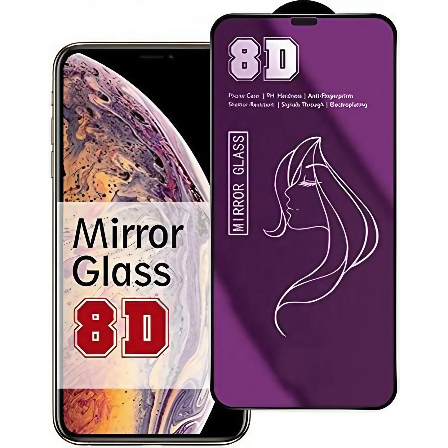 Folie de Protectie, Klevo, pentru iPhone 15 Pro, Tempered Glass Mirror 8D, Efect Oglinda, HD, Violet